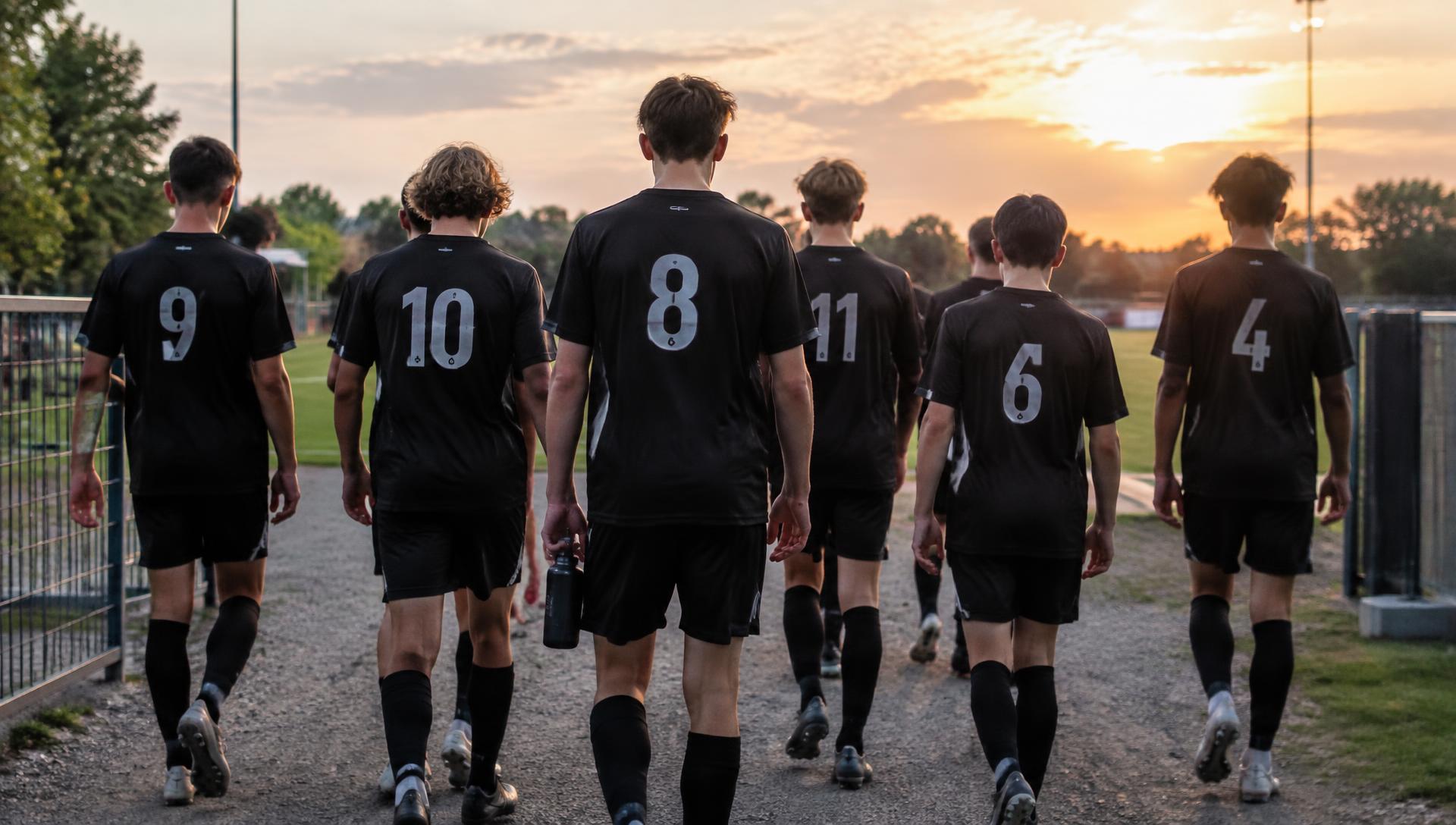 試合前にピッチに集まる SMARTFÚTBOL のチーム